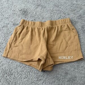 Hurley Tan Sweat Shorts Elastic Waist Lightweight